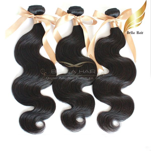 

10 34 100 mongolian hair weaves virgin hair 4pcs lot human body wave hair extensions bellahair, Black