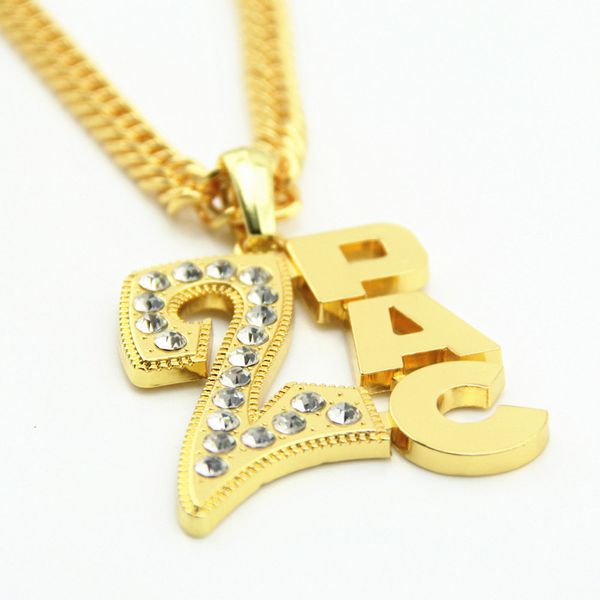 

new 2 pac gold plated hip hop pendant necklace cool punk hiphop rappers chain necklaces men women jewelry gifts, Silver