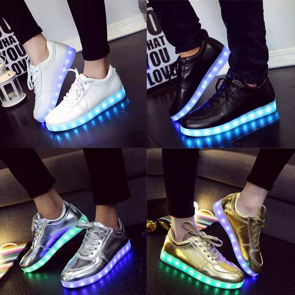 

2018 Мужчины Женщины LED светящиеся обувь унисекс кроссовки USB зарядки свет светящий