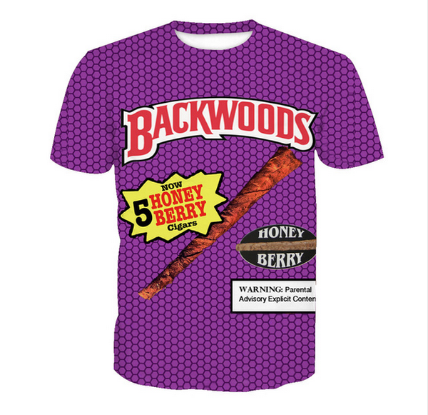 

casual abcq074 fashion mens/womens style backwoods print 3d t-shirt summer jpnrb, Black