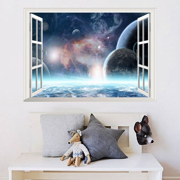 

3d universe scenery window vinyl wall stickers for kids rooms children home decor sofa living wall dcals child sticker wallpaper