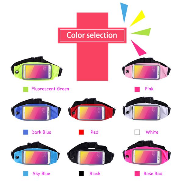 

5 inch universal mobile phone cover cases waterproof waist bum bag outdoor sport fitness molle pack pouch elastic money belt
