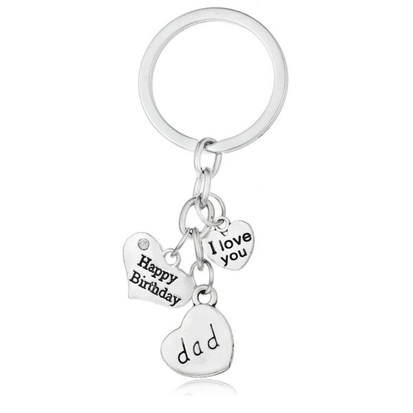 

moon heart key rings happy brithday i love you dad mom son sister zinc alloy keychain fashion keychain charms, Slivery;golden