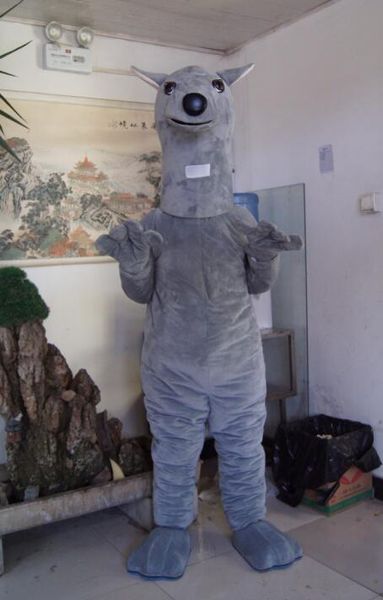 

seller cartoon gray dog mascot costume fancy carnival costume ing, Red;yellow