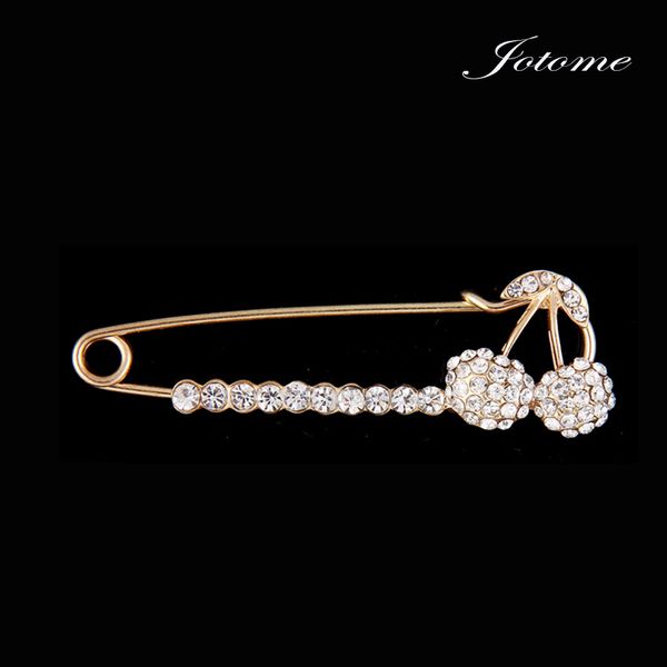 

100pcs/lot crystal cherry brooch with stylish design jewlery women sweater brooch hijab brooch pins lapel pins, Gray