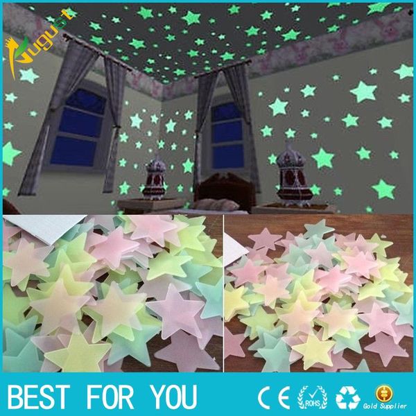 New Hot 3d Star Glow In The Dark Luminous Ceiling Wall Stickers For Kids Baby Bedroom Diy Party Christmas Decoration Fish Wall Stickers Floral Wall