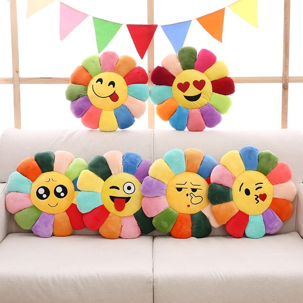 Emoji Cartoon Throw Pillow Sunflower Laugh Emoticon Pillows