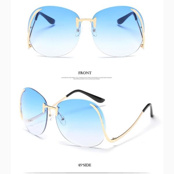 

wholesale- steampunk frameless sunglasses women vintage color gradient women men rimless sun glasses metal female 2017 uv400 oculos eyewea, White;black