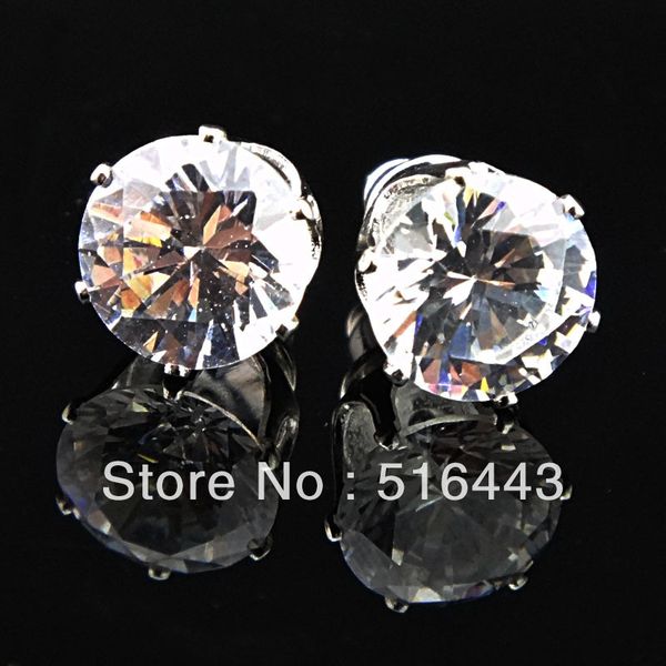 

24pcs 6mm clear austria cubic zirconia stainless steel fashion stud earrings for womens mens wholesale jewelry lots a-634, Golden;silver