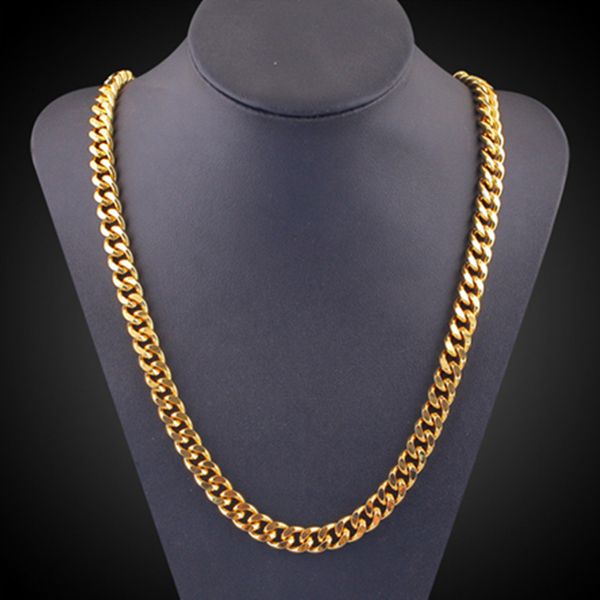 Colar de elo de corrente de ouro grosso hiphop masculino, correntes de ouro cubanas da marca banhado a ouro 18k verdadeiro, corrente de hiphop masculina joias por atacado