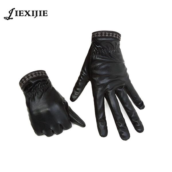 

wholesale- 2016 winter stalls selling gloves winter warm men and women with style electric vehicles gloves pu imitation leather gloves, Blue;gray