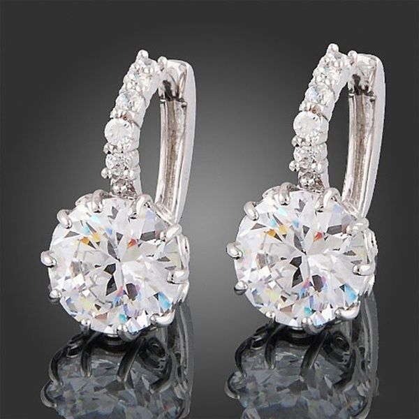 

оптовые новые 925 стерлингового серебра крюка уха Кристалл Rhinestone серьги Хооп