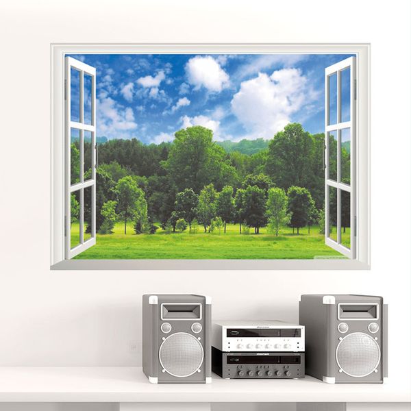 

landscape blue sky white cloud tree 3d wall sticker creative home decal for house living room roof sticker wall decal