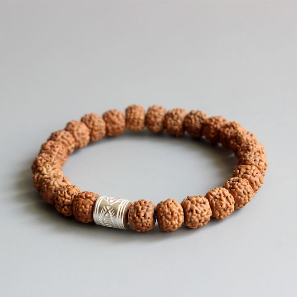 All'ingrosso- 2016 New Fad Natural Rudraksha Seed Buddismo tibetano Preghiera OM Healing Mala Beads Bracciale Per uomo Donna Yoga Gioielli all'ingrosso