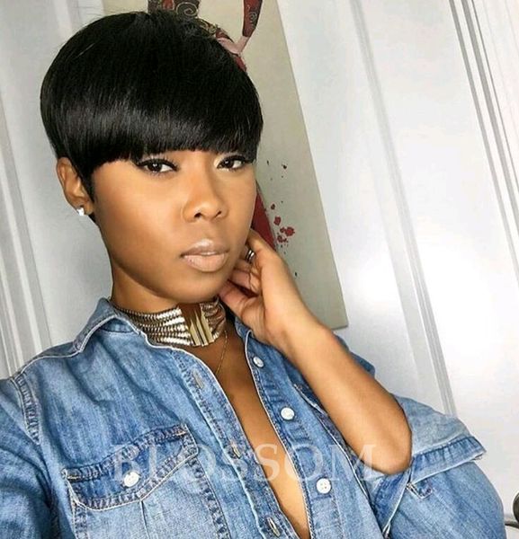 Celebrity Pixie Cut Short Brazilian Hair Full Lace Wig Human