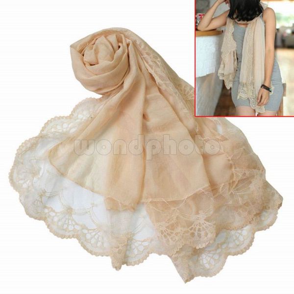 

wholesale- new solid vogue apricot chiffon soft lace scarves shawl neck wrap scarf for women lady warm supplies, Blue;gray