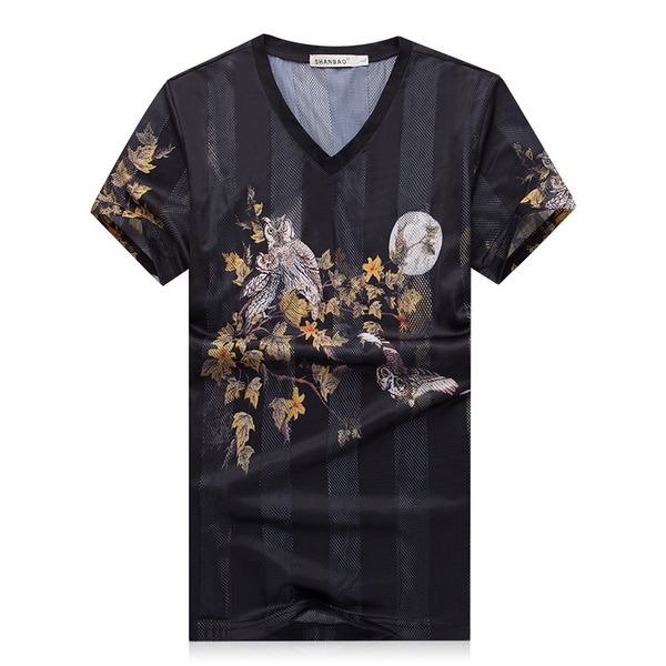 

новая мода китайский стиль лето мужская футболка slim fit с коротким рукавом мужчины футболка 2017 роскошные tiancan si мужская повседневная, White;black