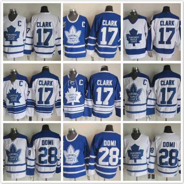 

vintage toronto maple 17 wendel clark white blue ice hockey jerseys, Black;red