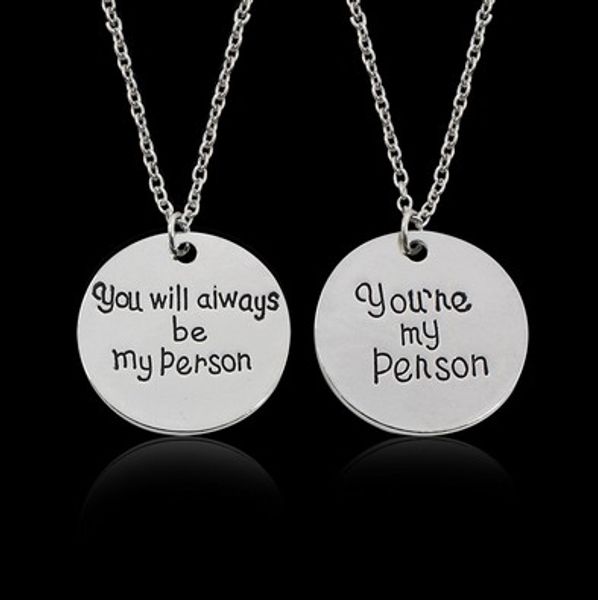 

greys anatomy inspired fashion lovers necklace :you are my person silver tone chokers for couple lovers valentines day gift 2 pcs each pair, Golden;silver