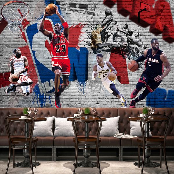 3d Basketball Wallpaper Custom Graffiti Brick Wall Mural Hd Image Photo Wallpaper Boys Bedroom Living Room Basketball Star Hotel Room Decor High