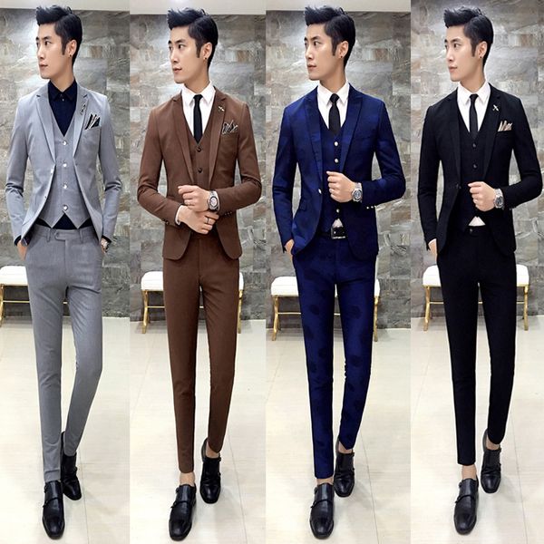 2019 Wholesale 2016 Fashion Slim Fit Male Korean Hair Stylist Set Suit Groom Wedding Dress Show Host Mens Suits From Edward03 148 16 Dhgate Com