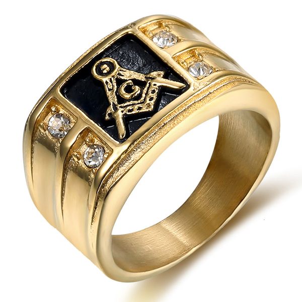 

Завод Оптовая высокое качество нержавеющей стали 316L золото серебро масонской кольцо для мужчин мода масонский перстень