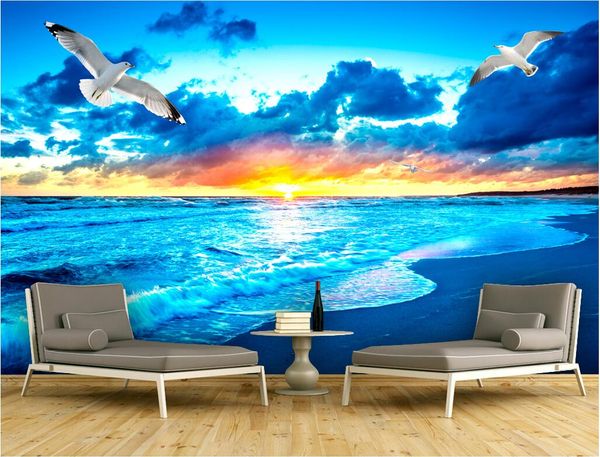 

3d room wallpaper custom p mural sea sunrise landscape background home decor painting living room 3d wall murals wallpaper for walls 3 d