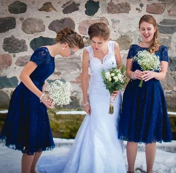 

new fashion navy blue short lace bridesmaids dresses 2017 crew neck wedding party gowns plus size maid of the honor dress, White;pink