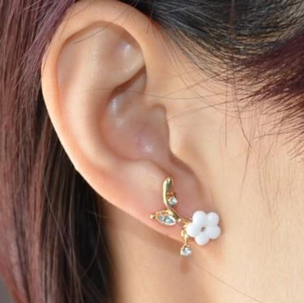 

delicated shell flowers stud earrings gold /silver plated ladies ear studs jewelry gifts fashion stud earrings, Golden;silver
