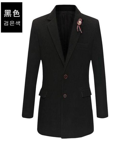 

men's autumn/winter in europe and the han edition high-grade wool woolen cloth new boutique fashion trench coat / m-3xl, Black