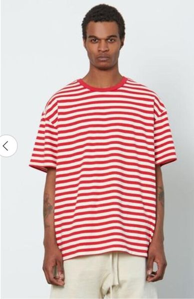 Red White Striped Short Sleeve O Neck Men Casual Tees Fashion
