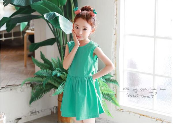 

2017 big girls sleeveless cotton dresses baby clothes baby girl causal dress children's dresses fashions kids clothes girl clothing dm, Red;yellow