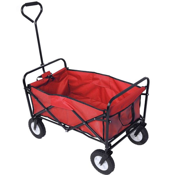 

Collapsible Folding Wagon Cart Garden Buggy Shopping Beach Toy Sports Red/Blue