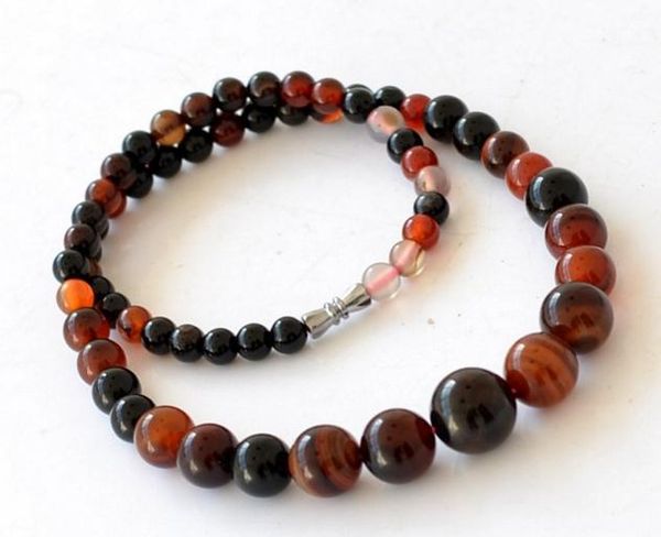 

6 + 14mm natural dream agate necklace tower chain gem necklace, Silver