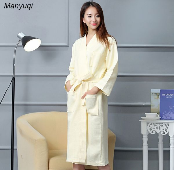 

wholesale- women's soild cotton waffle peignoir bathrobes home wear long bathrobe for women, Black;red