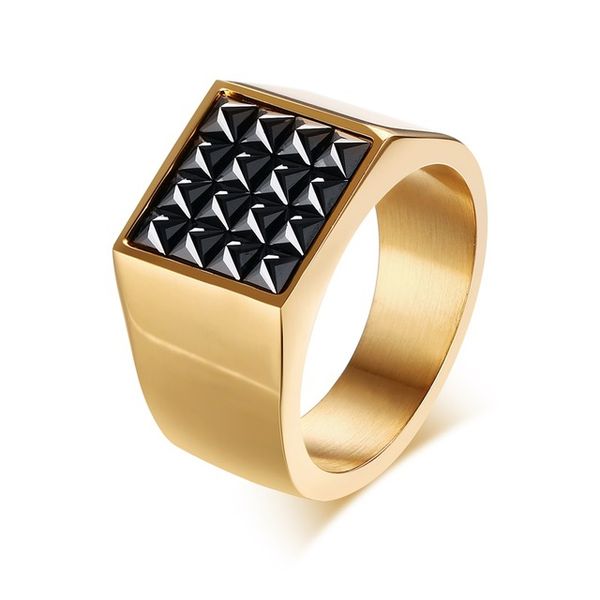 

meaeguet bijoux rings jewelry gold-color stainless steel square black cz cubic zirconia pave signet ring for men anillos rc-232g, Golden;silver