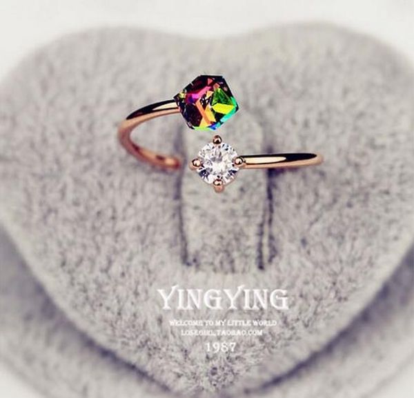 

valentine 's day gift diamonds rose gold retro zircon ring ring influx of women' s ring ing, Silver