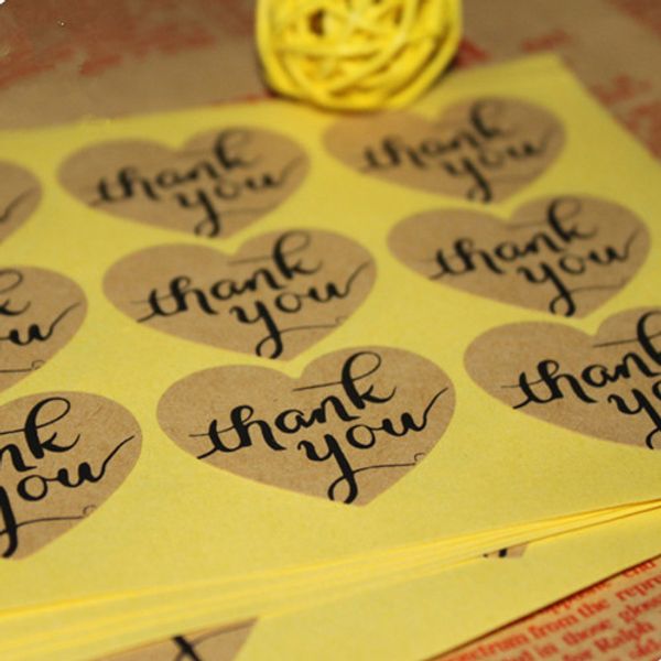 

wholesale- 300pcs/ lot heart design paper sticker 3.2*3.8cm event gift cookie bread snack cake kraft paper sticker wedding thank you seals