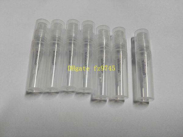 50 adet / grup Ücretsiz Kargo 2 ml 3 ml plastik Parfüm Şişesi, Boş Refilable Sprey Şişesi, Küçük Parfüm Atomizer, parfüm Örnek Şişeler