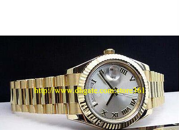 

store361 new arrive watches 18kt gold president ii jumbo 41mm bold roman 218238, Slivery;brown
