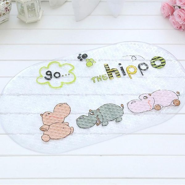 

wholesale- plastic non-slip bath mat cute hippo shower mats anti-slip pvc tub mats for the bathroom and toilet