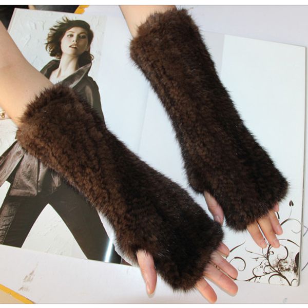 

wholesale- mink knitted gloves black and natural mahogany thicking genuine gloves thermal gloves general, Blue;gray