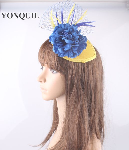 

artistic 15 colors available fabric flower with feaather veil material fascinator headwear race headpiece fnr151112, Slivery;golden