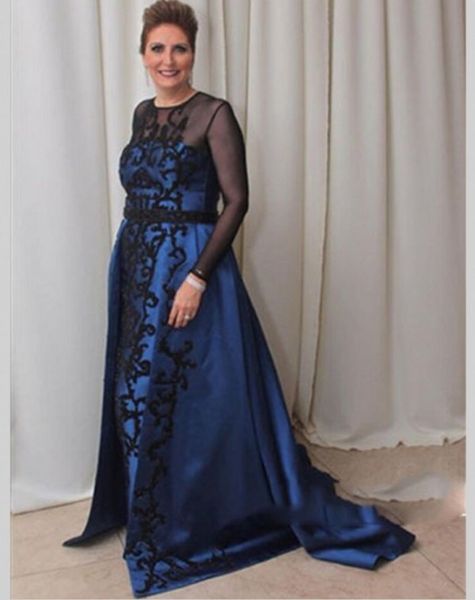 

elegant long sleeve mother of the bride dresses lace appliques mother groom gowns plus size vestido mae da noiva wedding guest dress, Black;red