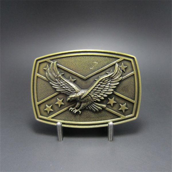 Vintage Eagle Cross Star Flag Enamel Belt Buckle Boucle de Ceinture