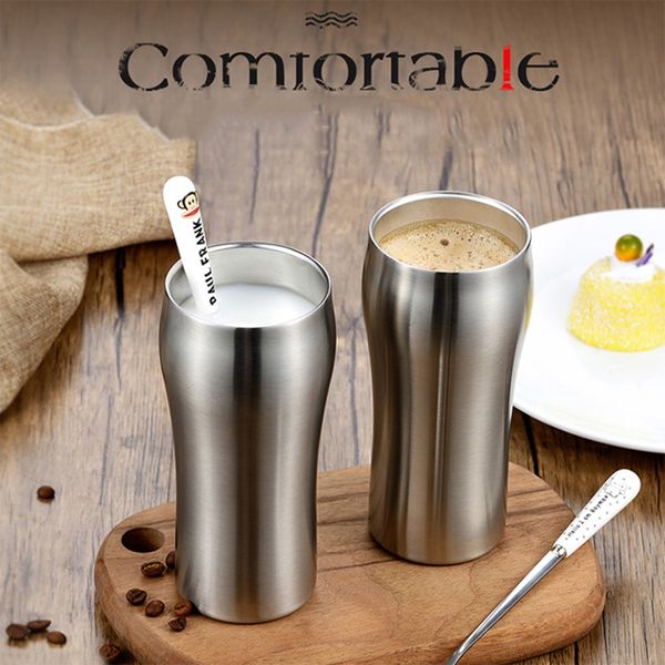 

15 oz simple mugs coffee beer cups 304 stainless steel travel vehicle beer mugs double wall bilayer vacuum inslated cups