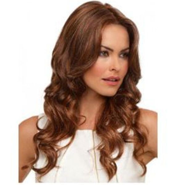 Fashionable Women S Long Curly Two Tone Wigs Wavy Synthetic Hair