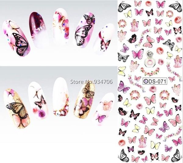 

wholesale-ds071 2015 nail design water transfer nails art sticker colorful butterfly nail wraps sticker watermark fingernails decals, Black