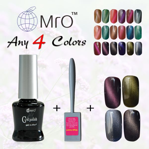 

wholesale-mro 4 pieces/lot a magnet for gel nail polish set of nail magnetic gel lucky set of nail color uv gel varnish lacquer harmony, Red;pink
