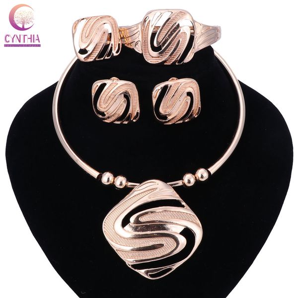 

fashion exquisite dubai jewelry set luxury gold color big nigerian wedding african beads costume design necklace jewelry set, Black